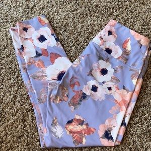 Flower silky yoga pants